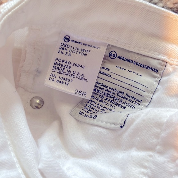 AG Adriano Goldschmied The Stilt Cigarette Skinny White Jeans Size 26 EUC - Picture 7 of 7